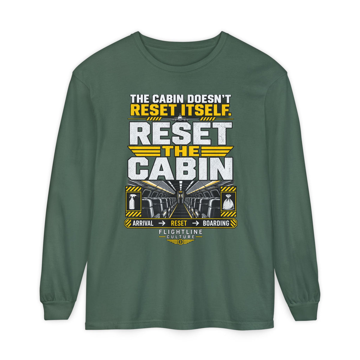 Reset the Cabin Long Sleeve T-Shirt | Cabin Cleaner & Aviation Crew Shirt