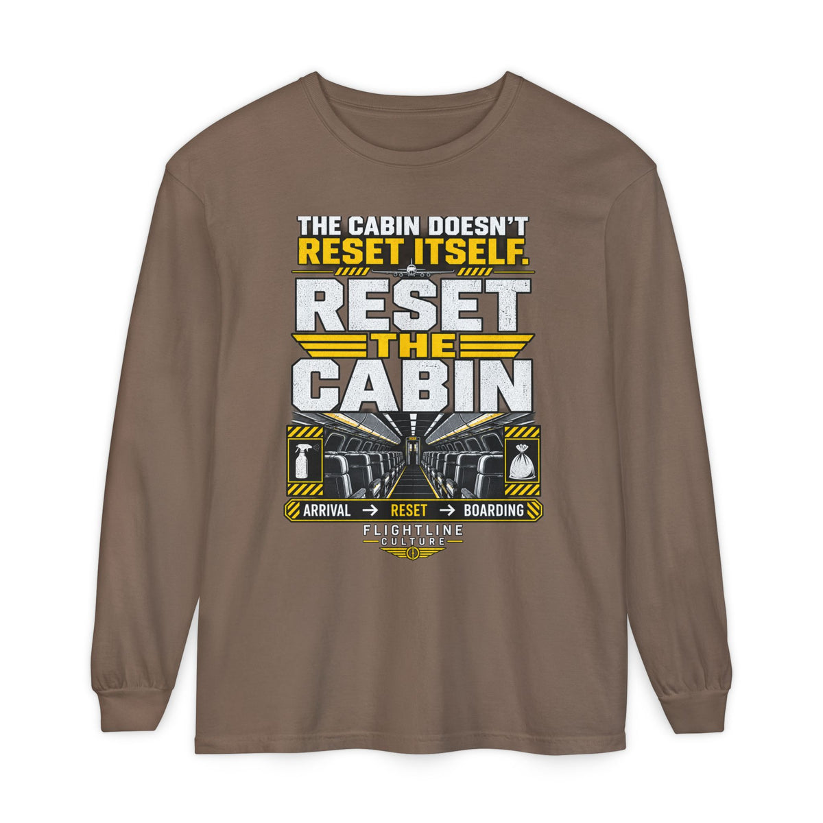 Reset the Cabin Long Sleeve T-Shirt | Cabin Cleaner & Aviation Crew Shirt