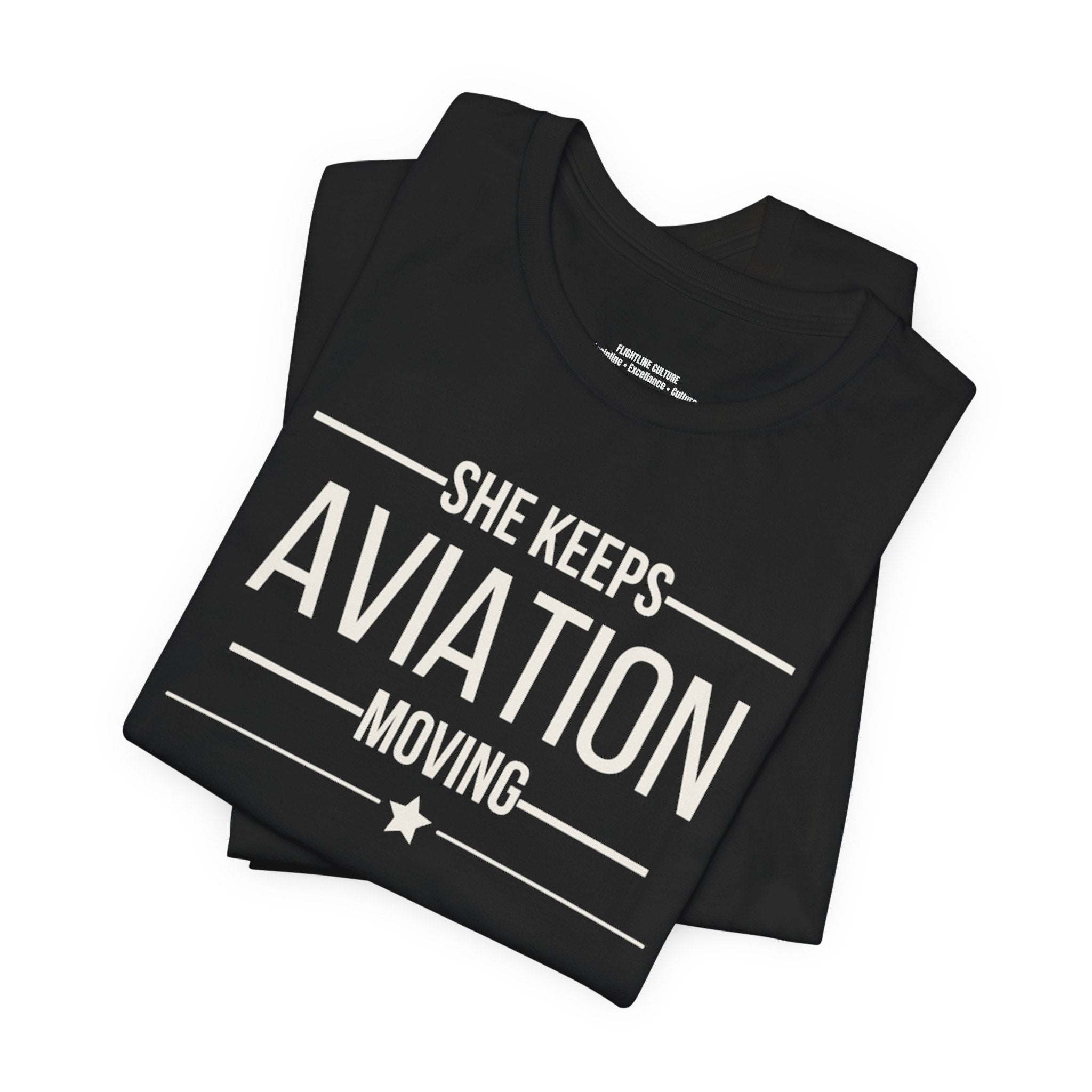 Aviation T-Shirt — “She Keeps Aviation Moving” Pilot & Aviation Enthusiast Tee