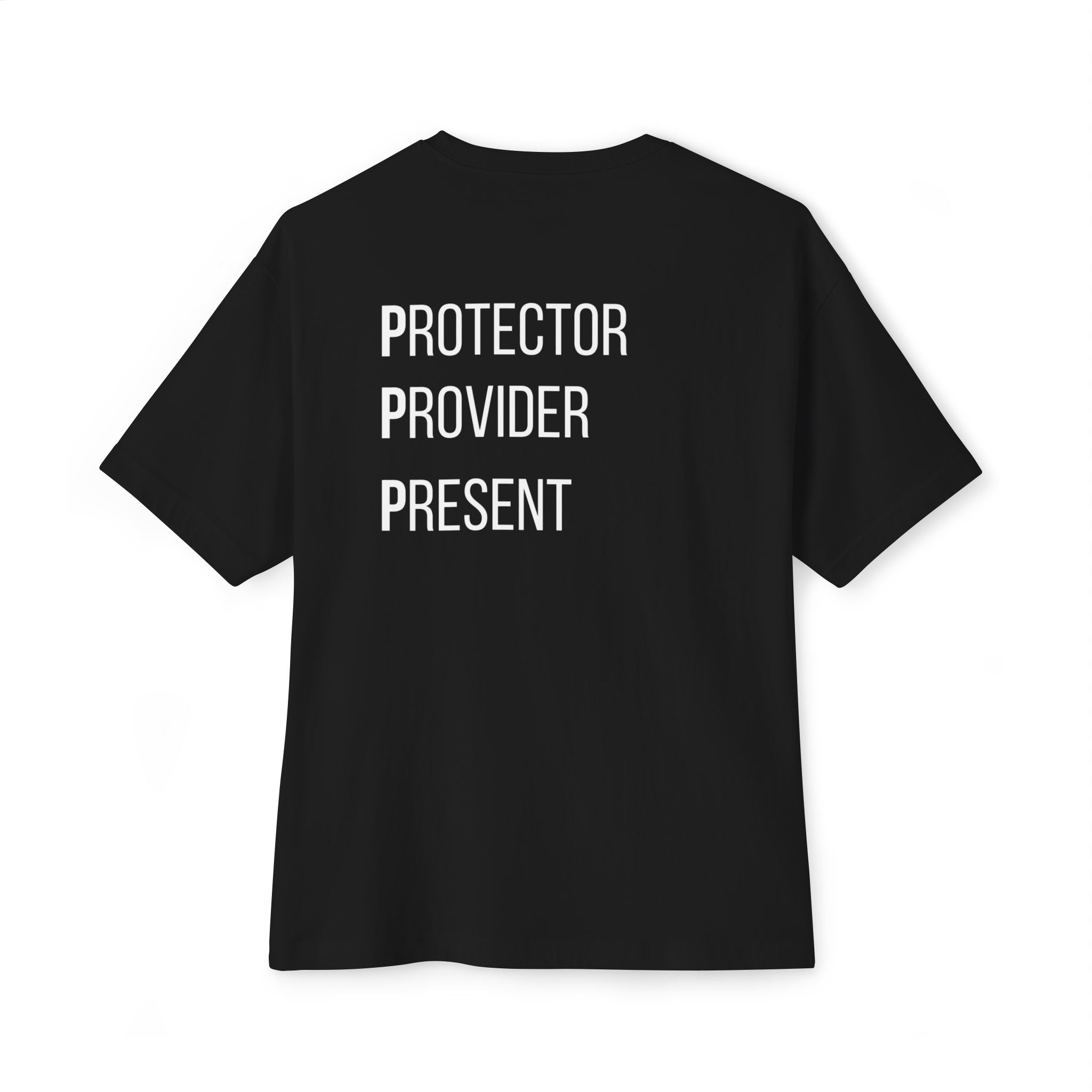 Black Dad Energy Tee — "Protector Provider Present" Oversized Shirt