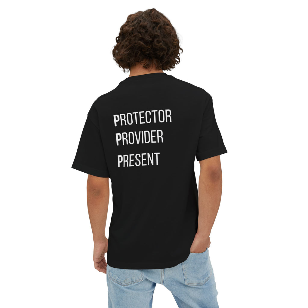 Black Dad Energy Tee — "Protector Provider Present" Oversized Shirt