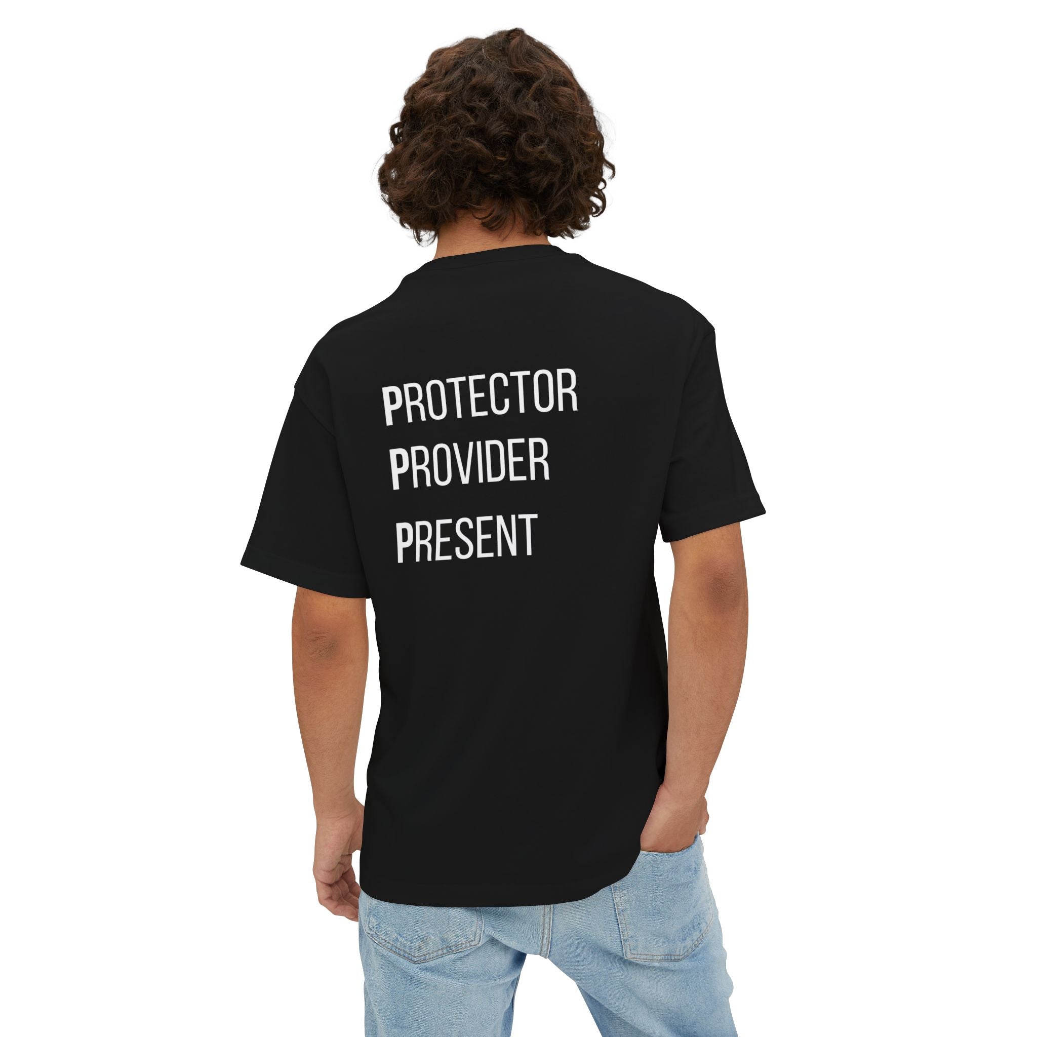 Black Dad Energy Tee — "Protector Provider Present" Oversized Shirt